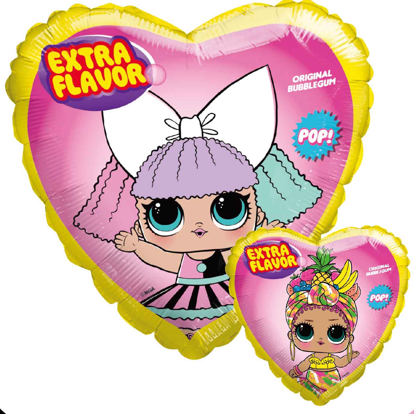 18" LOL Bubble Gum Heart Foil Balloon