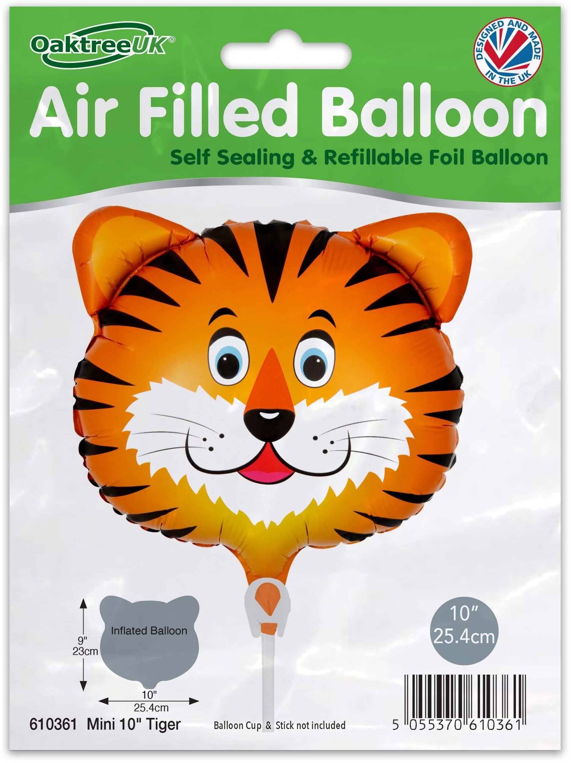 10" Airfill Only (Sticks Sold Separately) Oaktree Mini Shape Tiger Metallic Packaged - Image 2