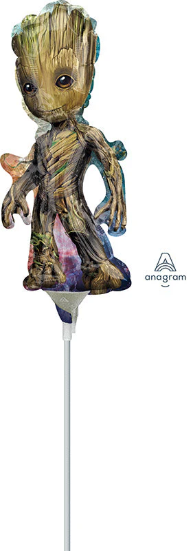 10" Baby Groot Stick Sold Separately Airfill Only Mini Shape Foil Balloon (Sticks Sold Separately)