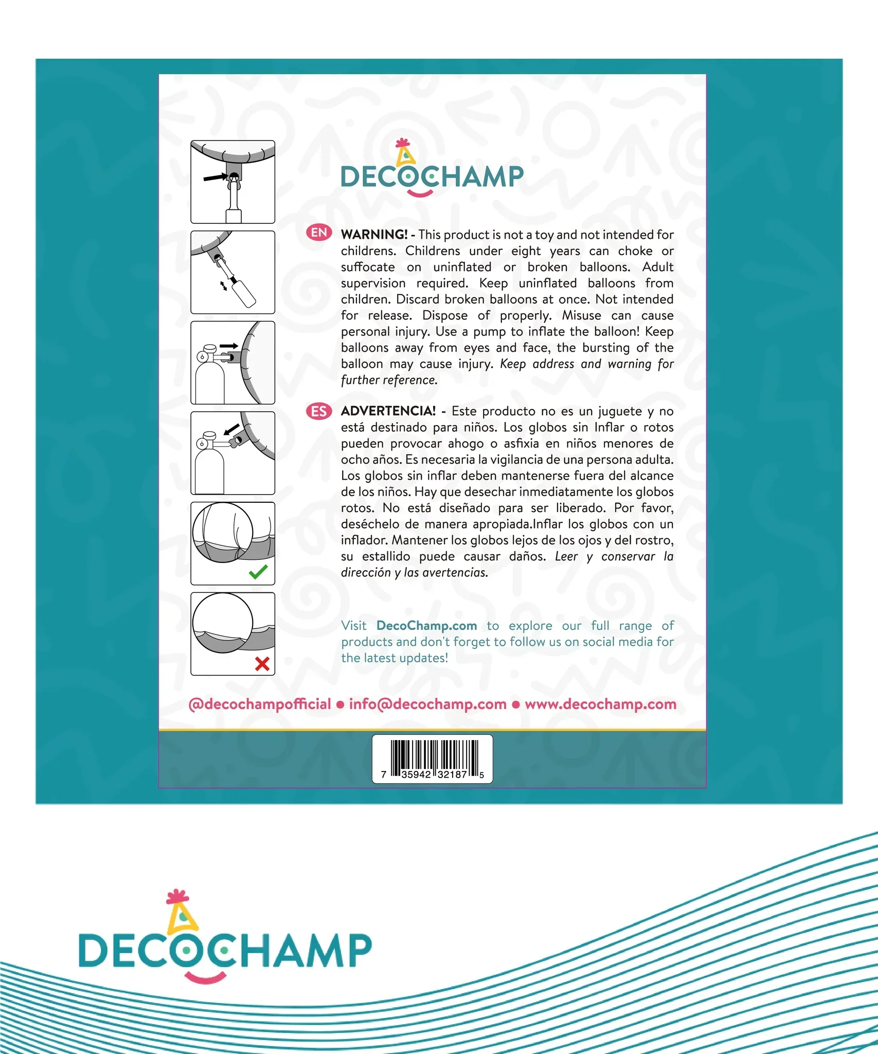 10" Decochamp Deco Bobo Balloon (Bubble) - 5 Pack - Image 2