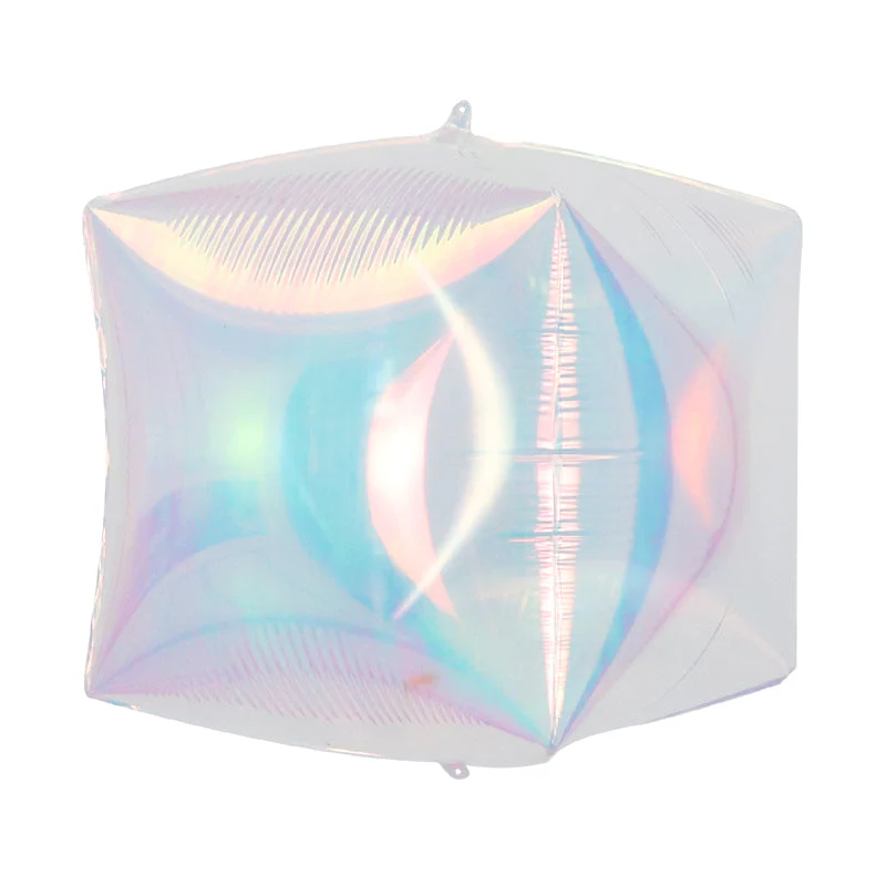 10" (5 Inch Inflated) Airfill Decor Only Pearl Lustrous Iridescent Cube (Like Cubez) Balloon