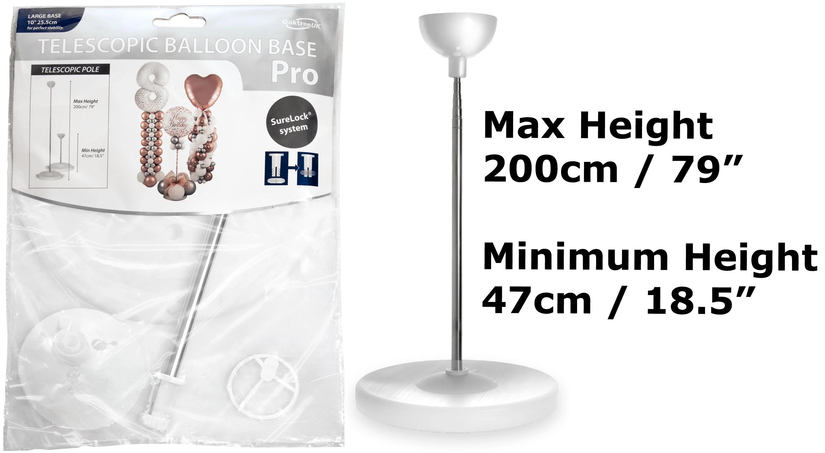 10" Premium Pro Version Telescopic Large Base Balloon Stand with Sure Lock System - Image 3