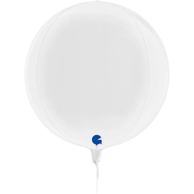 11" (15" Deflated) Globe White 4D Foil Balloon