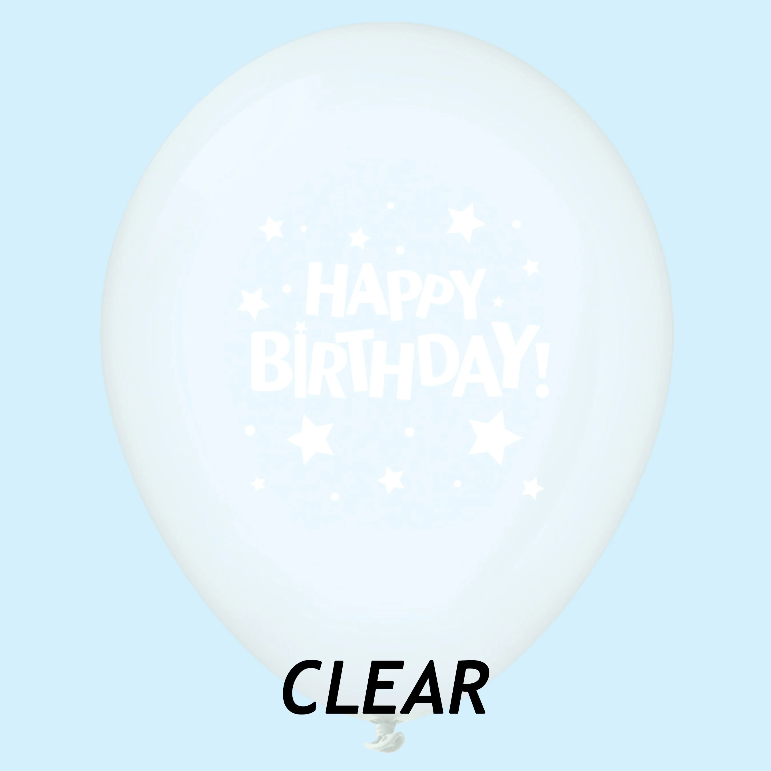 11" Happy Birthday Stars Latex Balloons Clear (25 Per Bag)