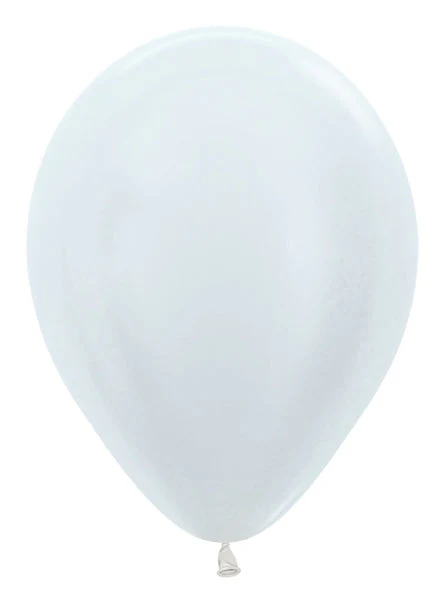 11" Latex Balloons (100 Per Bag) Metallic/Pearl White Sempertex/Betallatex