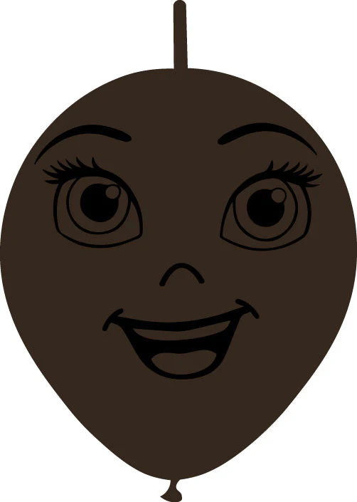 11" Linking Latex Balloons Single Sided (25 Per Bag) Face Print 07 Decomex Chocolate Brown