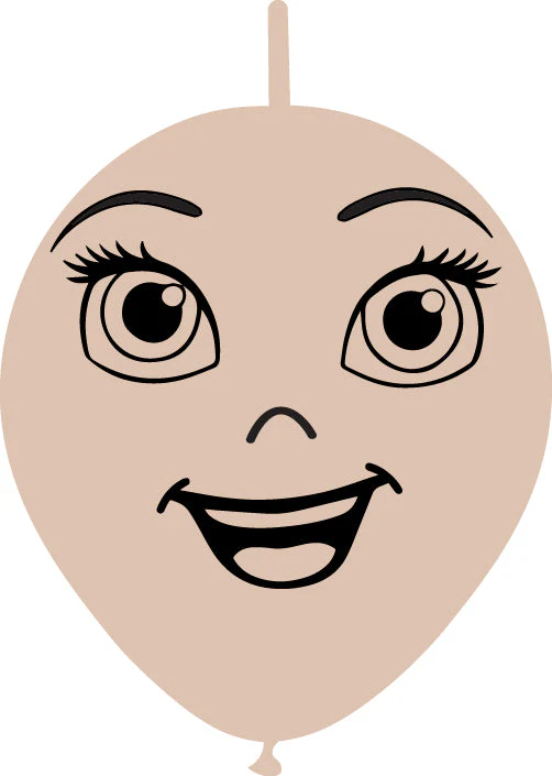 11" Linking Latex Balloons Single Sided (25 Per Bag) Face Print 07 Decomex Skin Blush