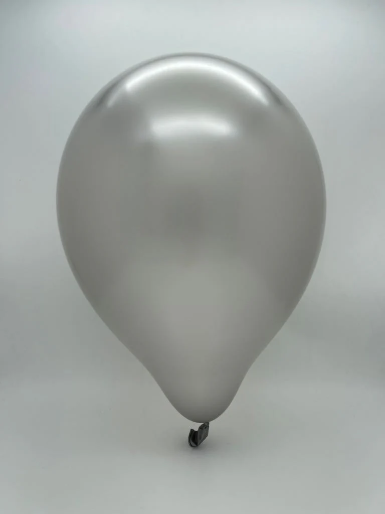 11" (*note size change*) Kalisan Latex Balloons Metallic Silver (50 Per Bag) - Image 2