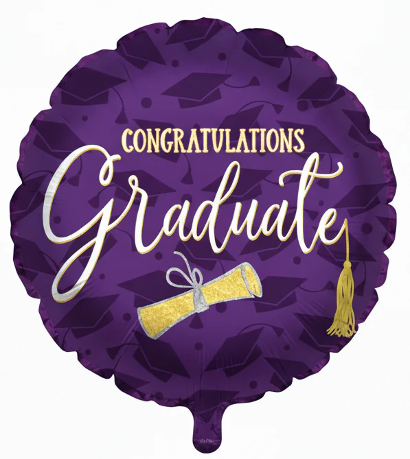 17" Glitter Diploma Grad Foil Balloon - Purple - Image 2