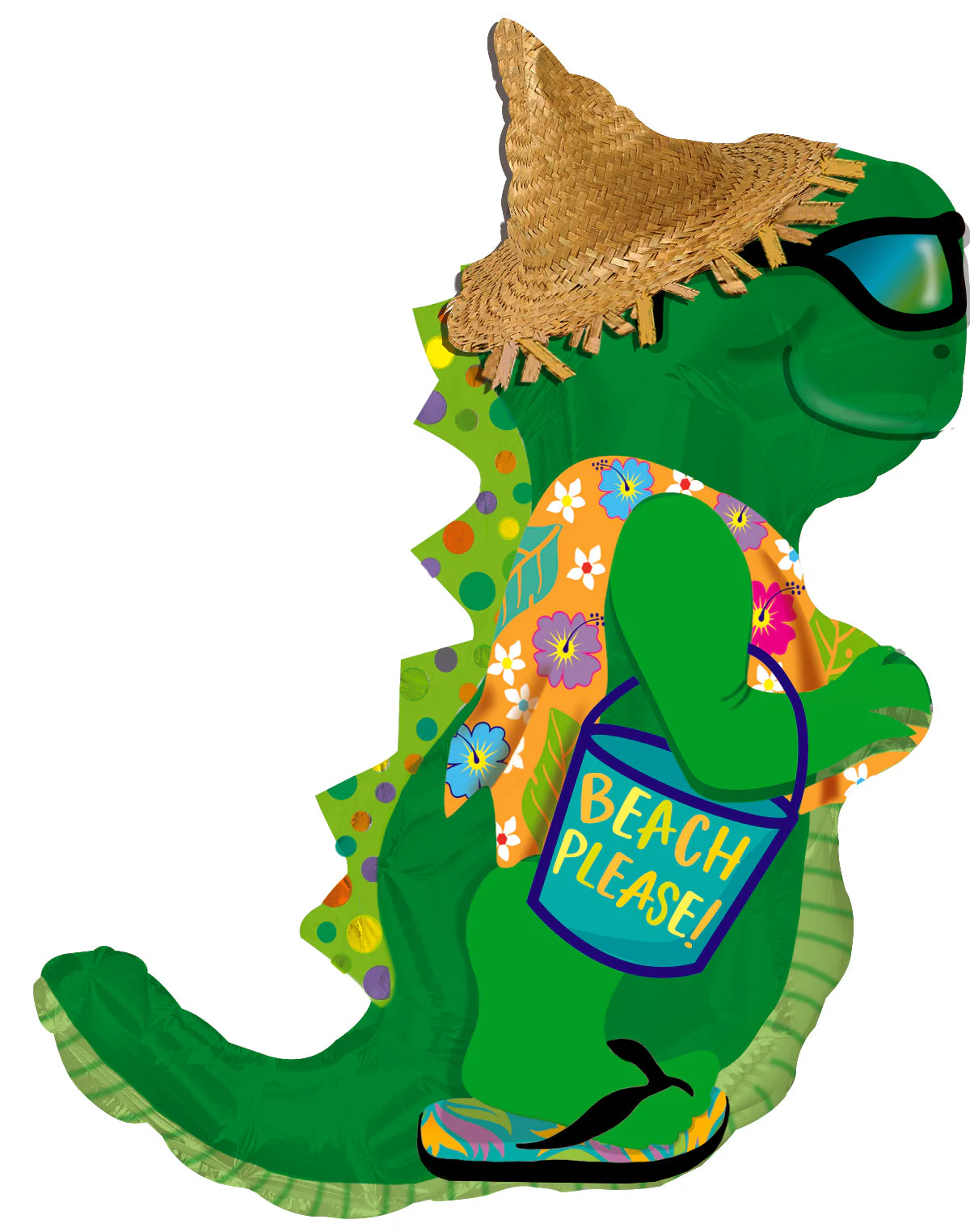 12" Airfill Only (Sticks Sold Separately) Beach Ready Dino Foil Balloon