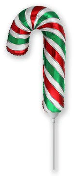 12" Airfill Only (Sticks Sold Separately) Candy Cane Holiday Christmas Green/Red Mini Foil Balloon