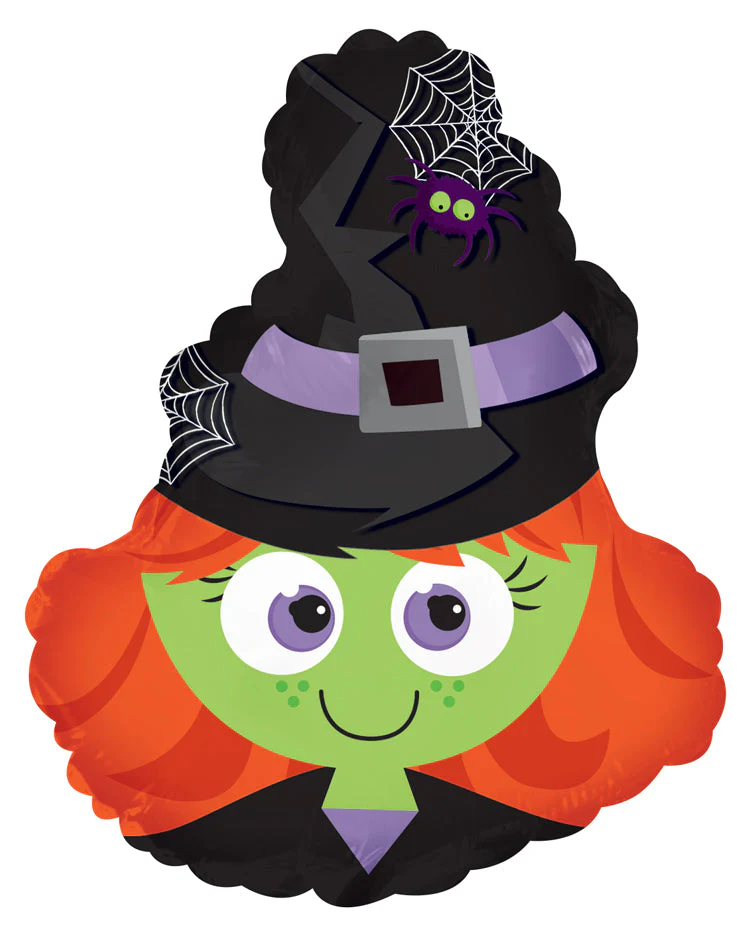 12" Airfill Only (Sticks Sold Separately) Foil Balloon Red Headed Witch