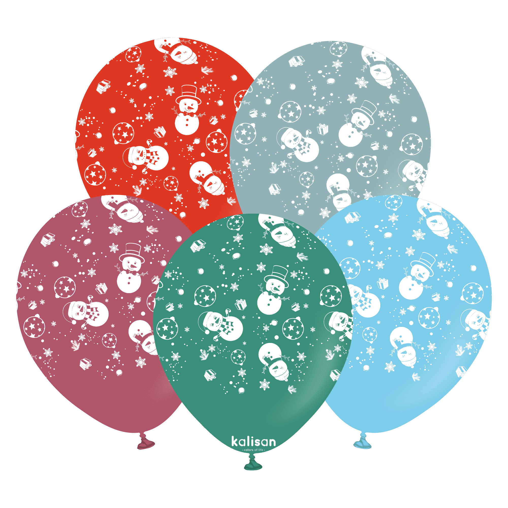 12" Christmas Snowman Kalisan Printed Latex Balloons (25 Per Bag)
