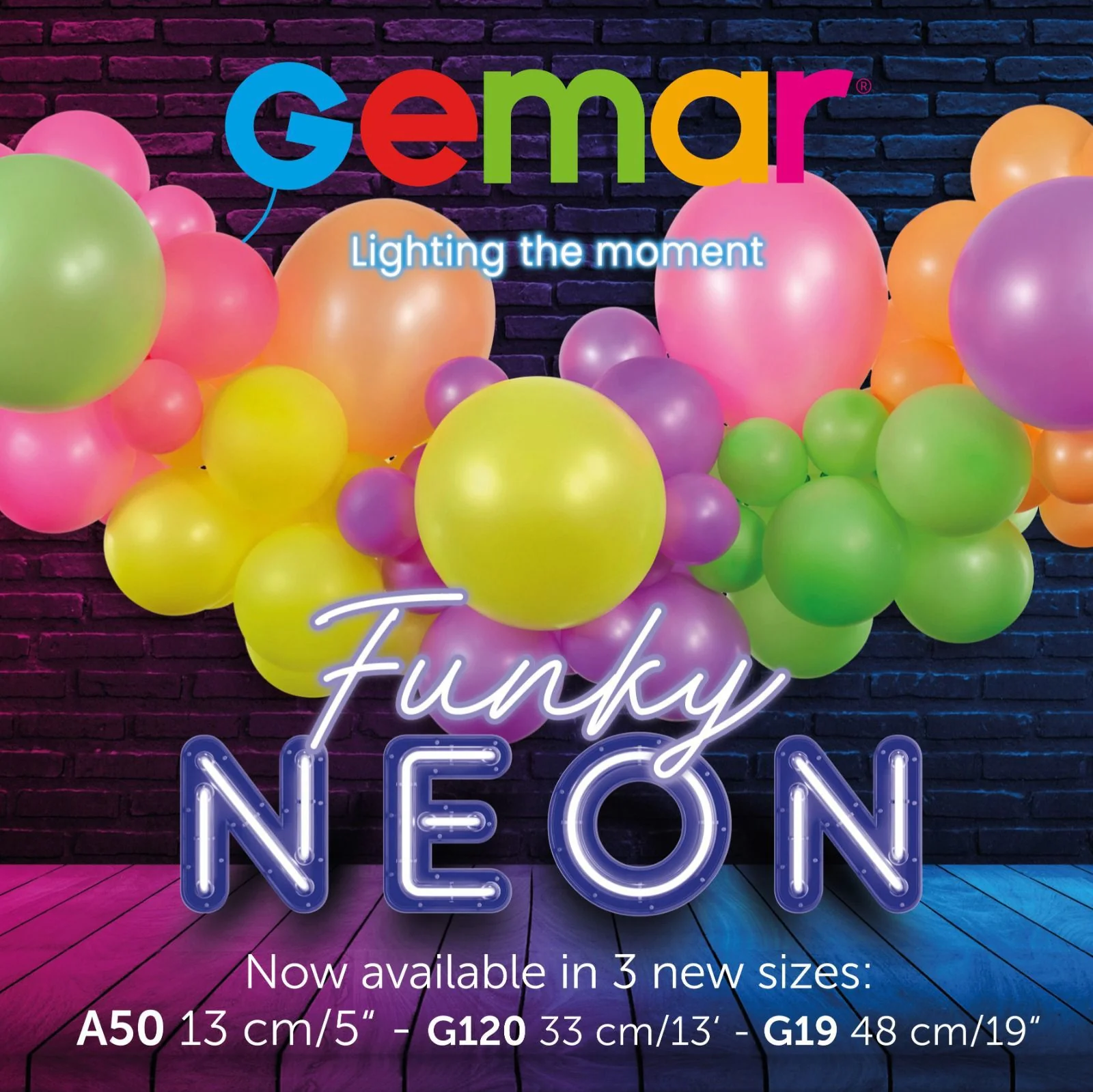 12" Gemar Latex Balloons (Bag of 50) Neon Balloons Neon Orange - Image 3