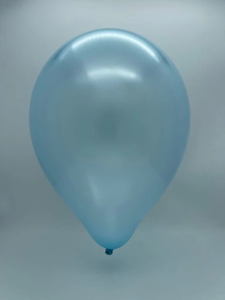 12" Kalisan Latex Balloons Metallic Pearl Light Sky Blue (50 Per Bag) - Image 2
