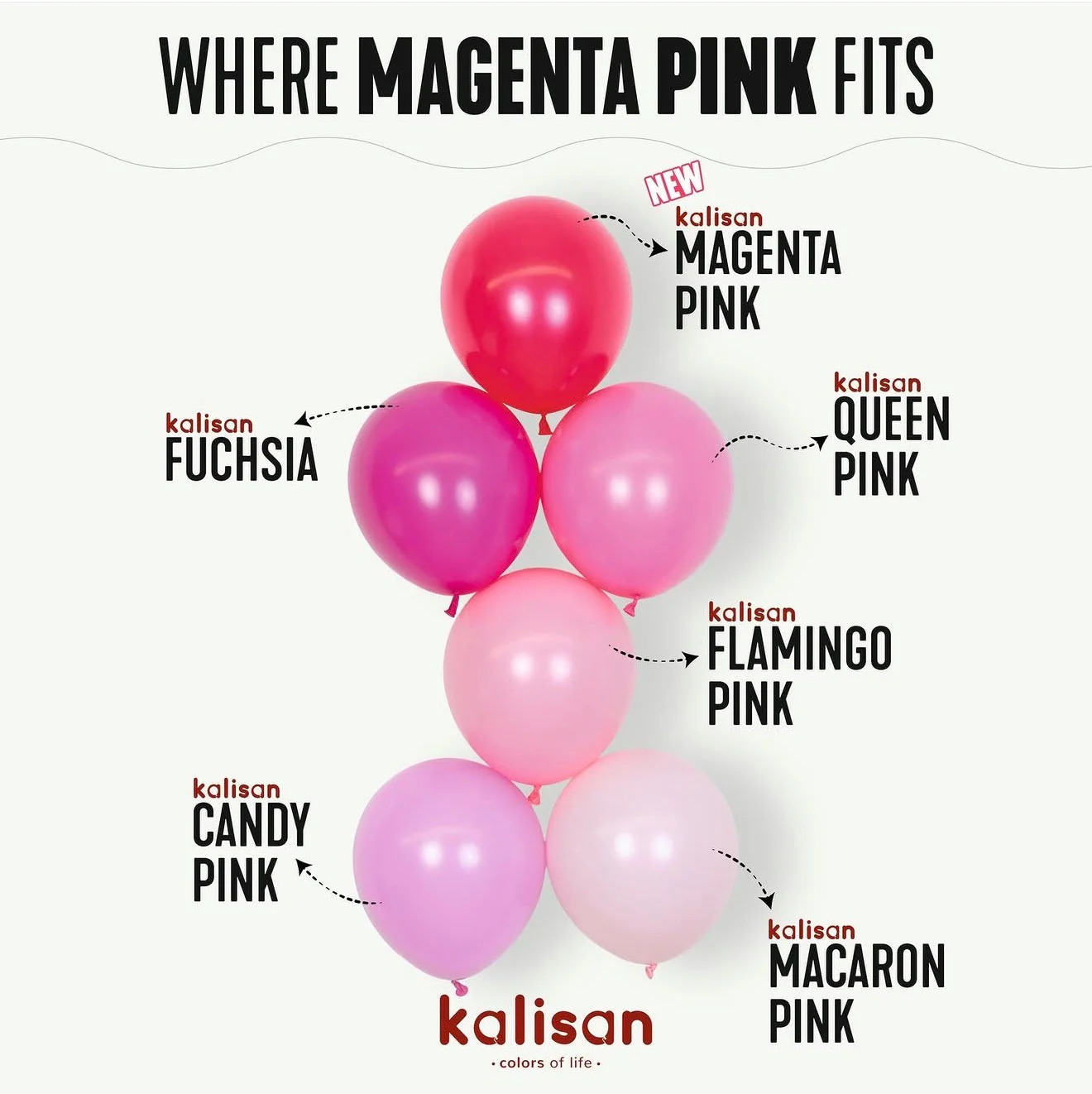 12" Kalisan Latex Balloons Standard Magenta Pink (50 Per Bag) - Image 3