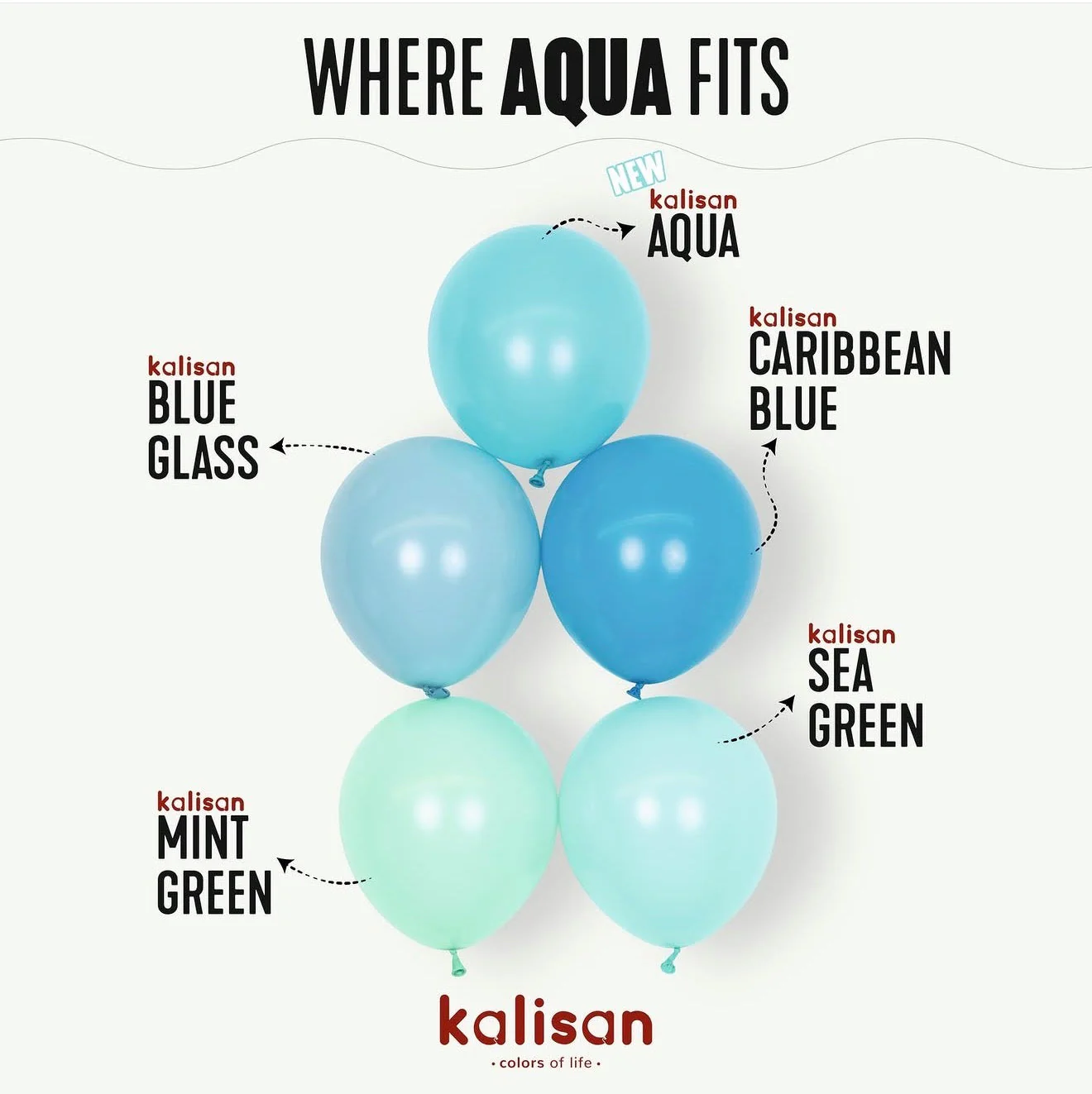 12" Kalisan Latex Heart Balloons Standard Aqua Blue (50 Per Bag) - Image 2