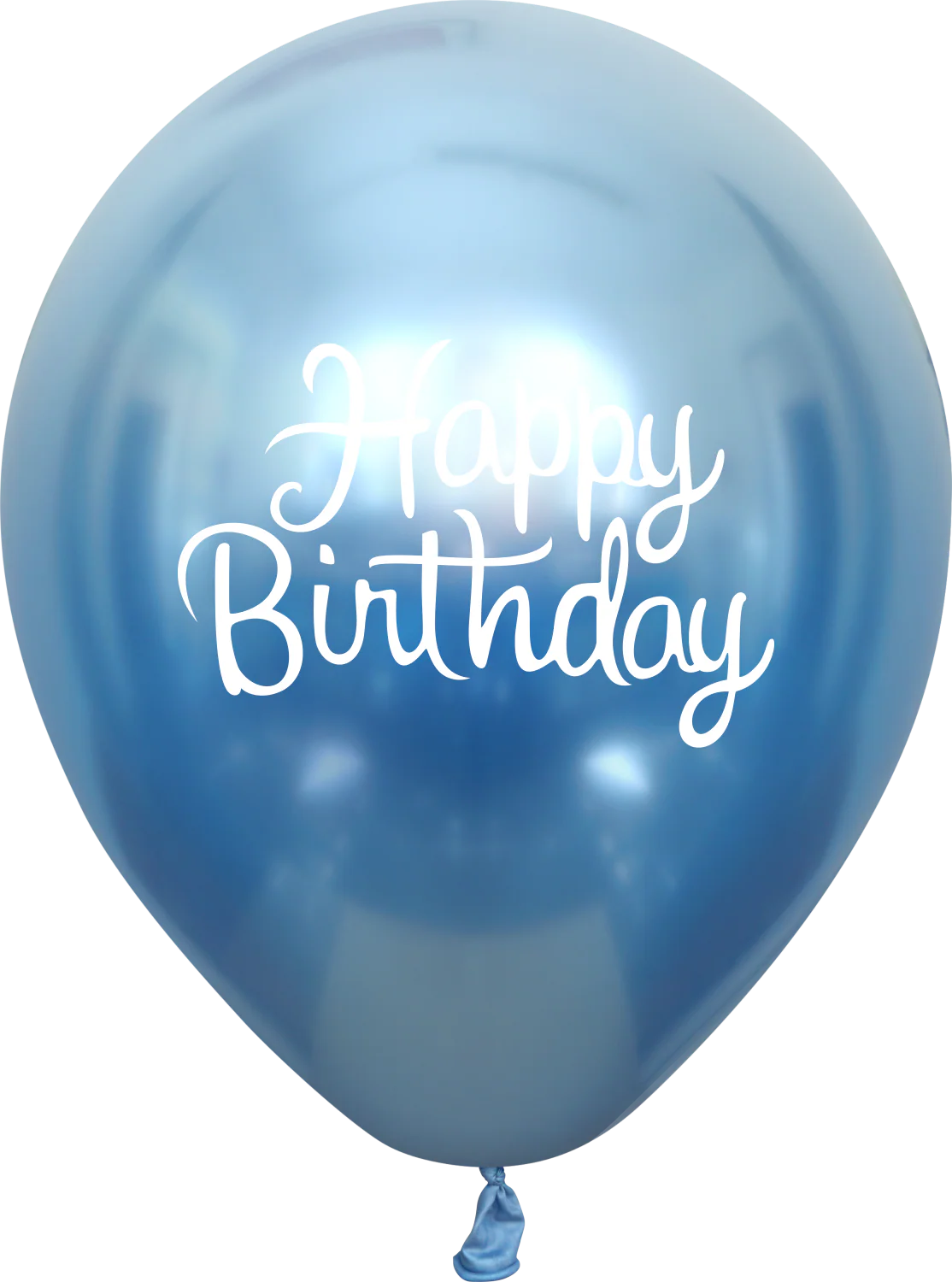 12" Mirror Happy Birthday Blue Latex Balloons (25 Per Bag) 2 Side Print