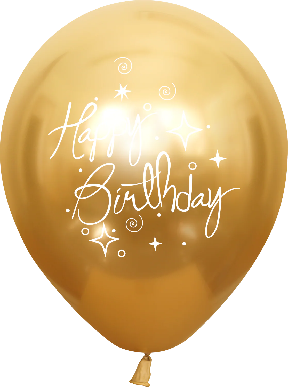 12" Mirror Happy Birthday Gold Latex Balloons (25 Per Bag) 2 Side Print