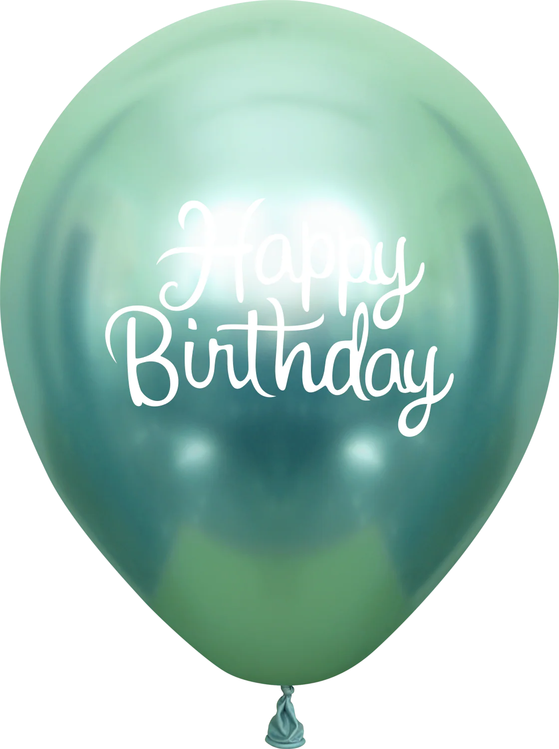 12" Mirror Happy Birthday Green Latex Balloons (25 Per Bag) 2 Side Print
