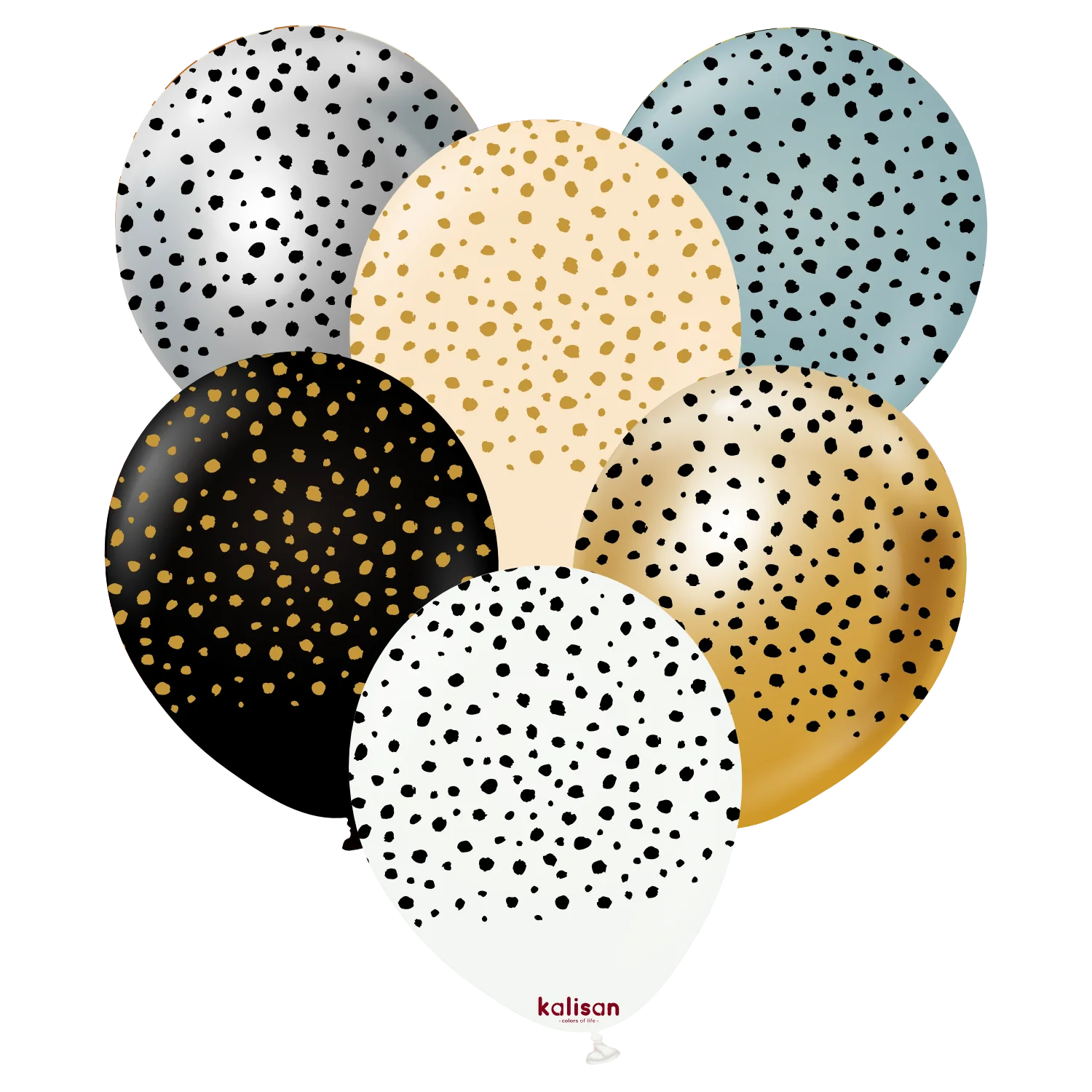 12" Kalisan Printed Cheetah Assorted (6 Piece Sample Pack) of Latex Balloons