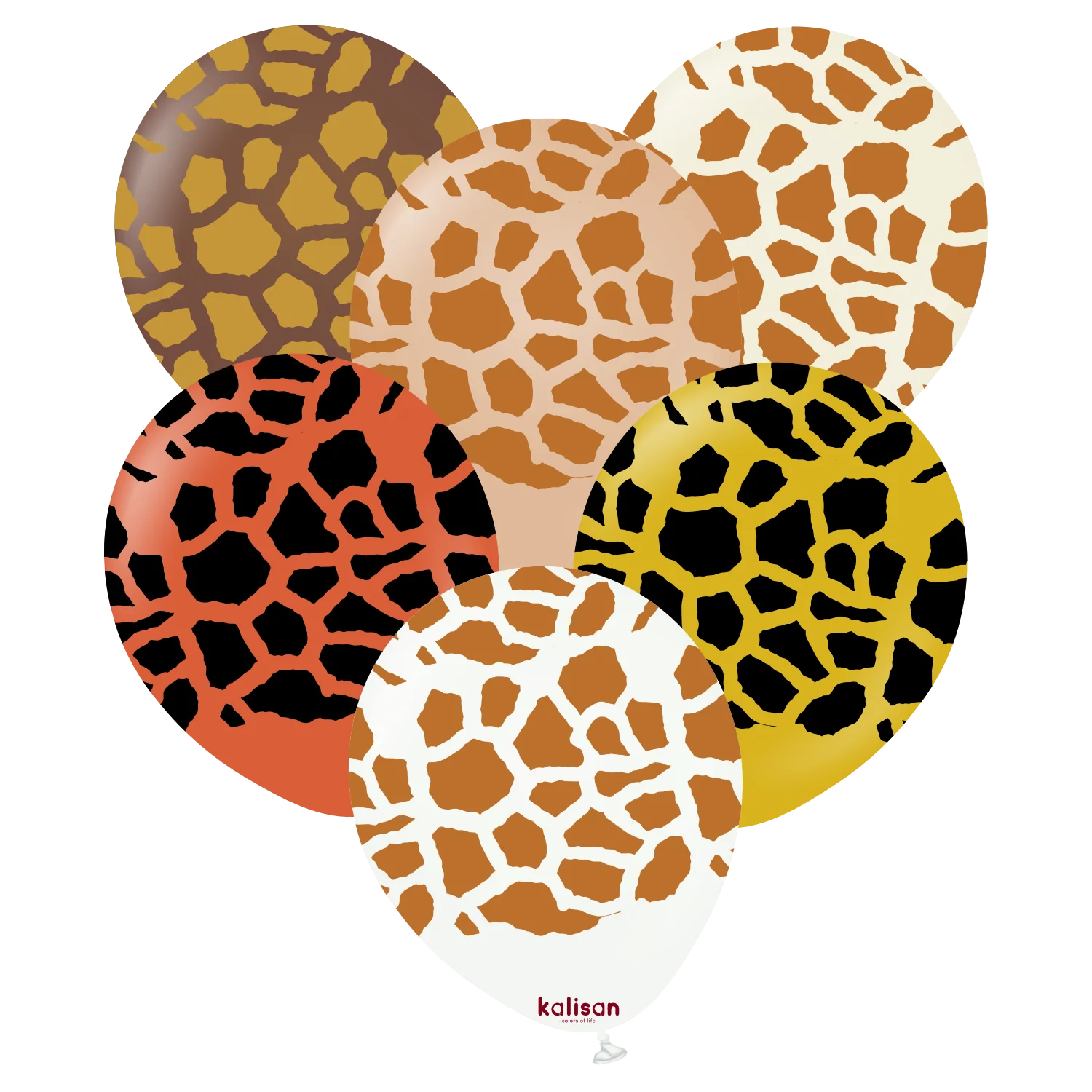 12" Kalisan Printed Safari Giraffe Assorted (6 Piece Sample Pack) of Latex Balloons