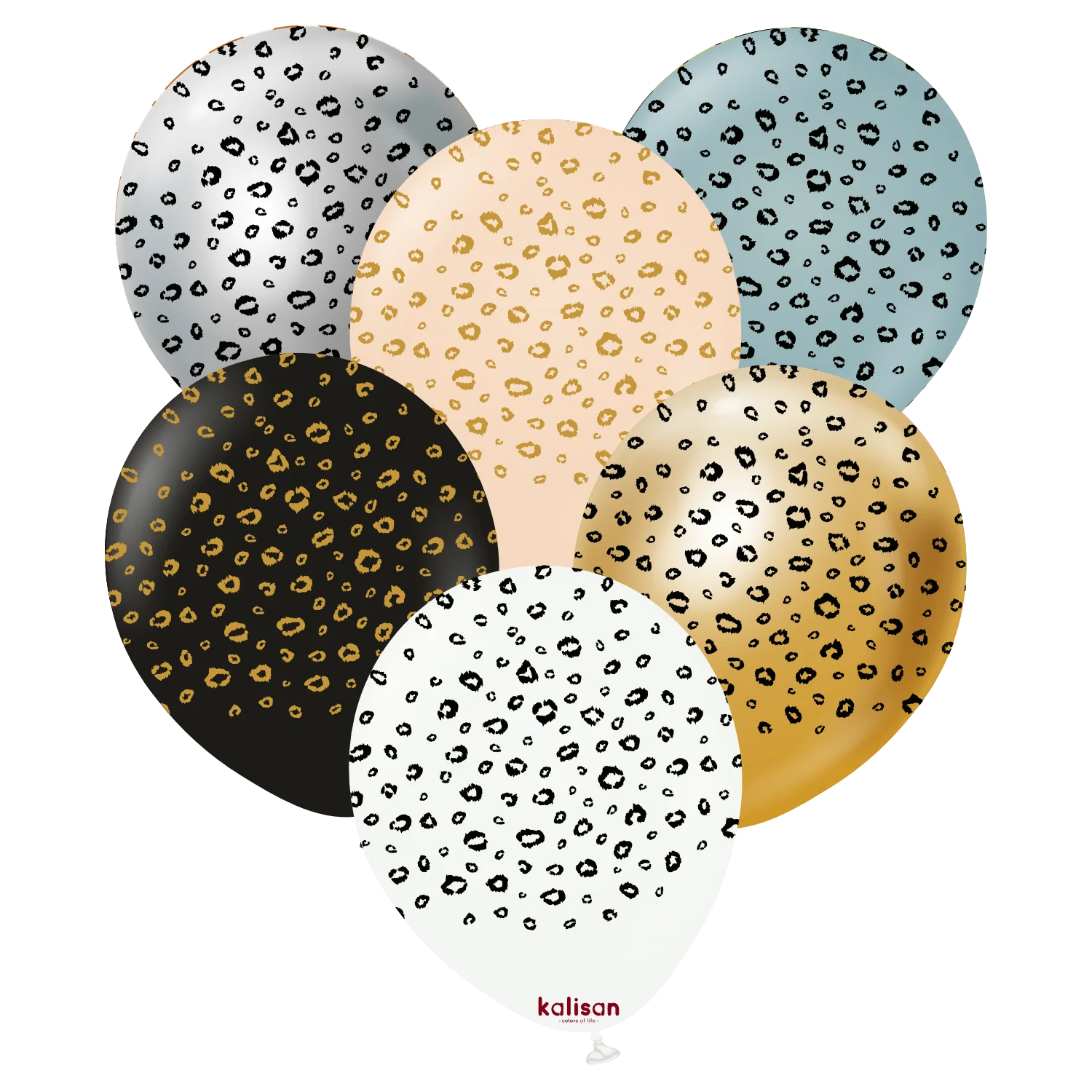 12" Kalisan Printed Leopard Assorted (6 Piece Sample Pack) of Latex Balloons