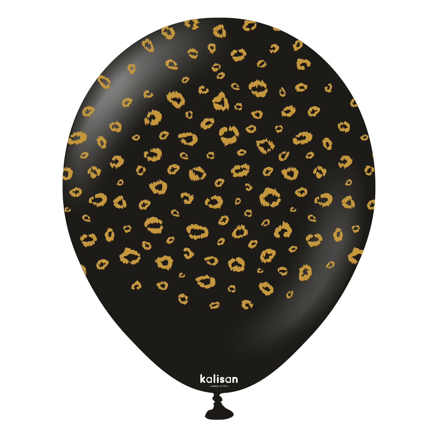 12" Kalisan Printed Leopard Black (Print Color: Gold) (25 Per Bag) Latex Balloons