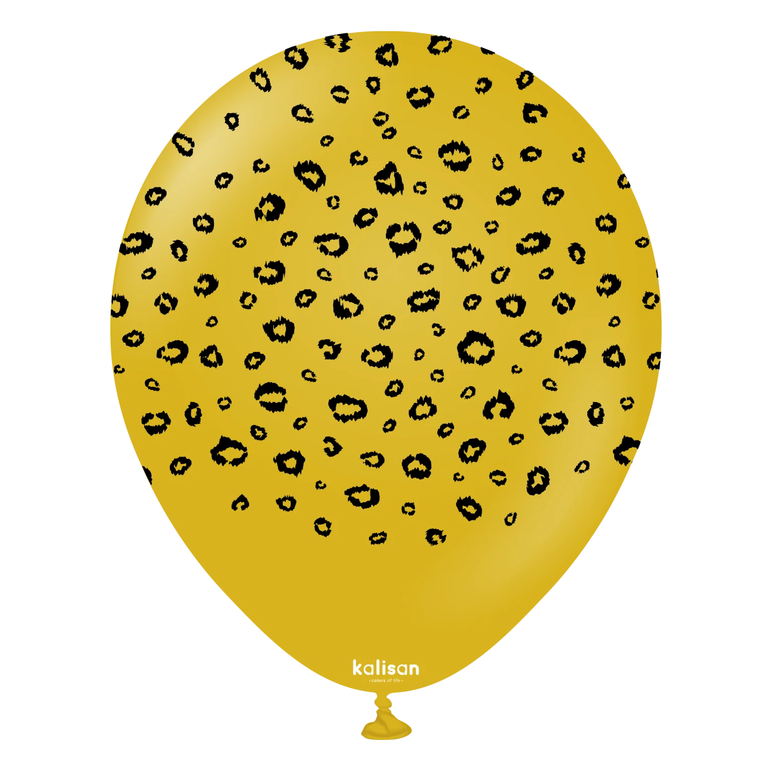 12" Kalisan Printed Leopard Mustard (Print Color: Black) (25 Per Bag) Latex Balloons