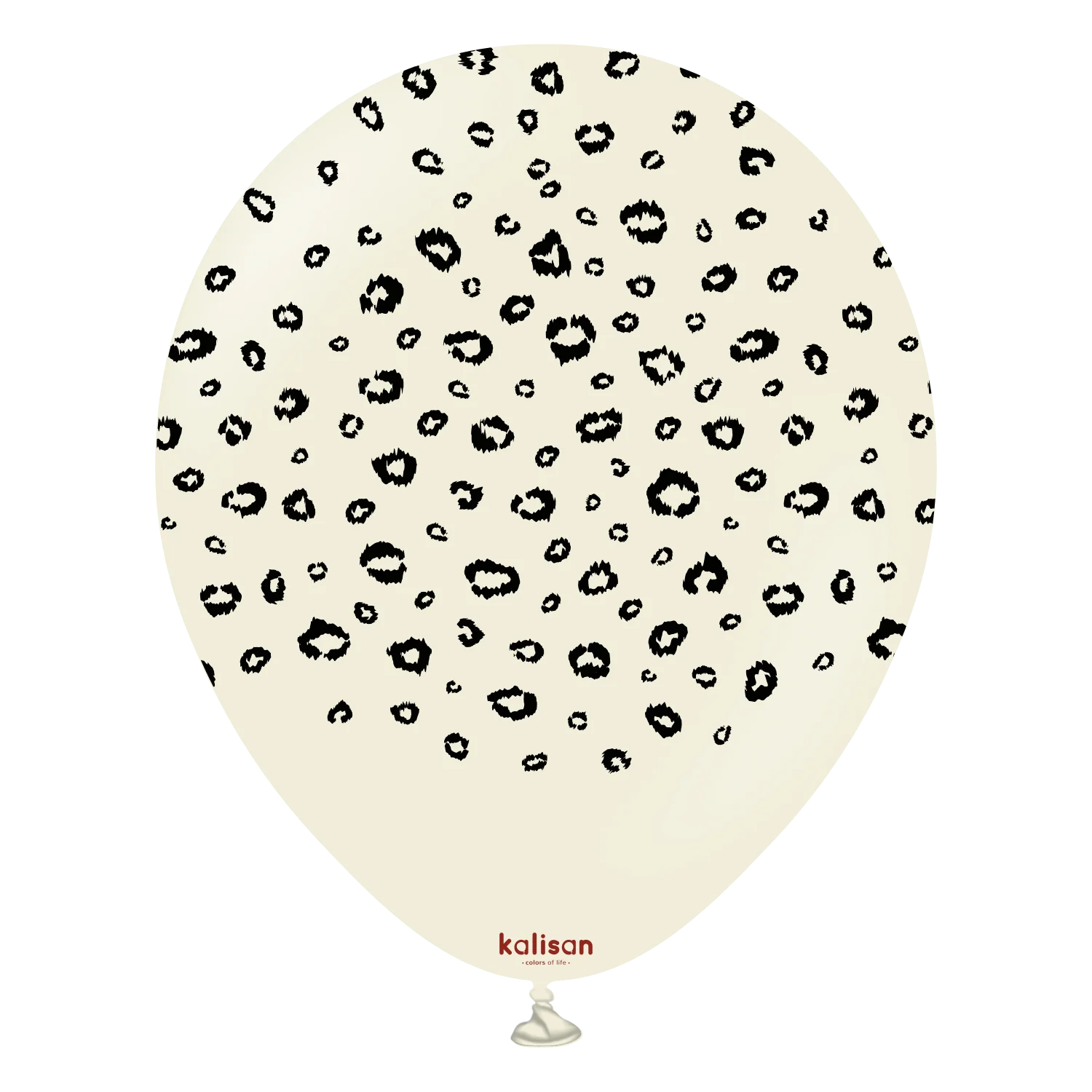 12" Kalisan Printed Leopard White Sand (Print Color: Black) (25 Per Bag) Latex Balloons