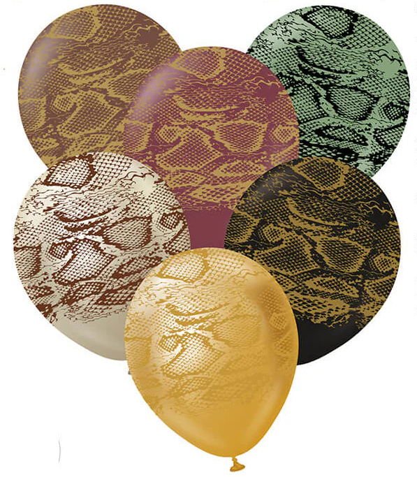 12" Kalisan Printed Snake Assorted (6 Piece Sample Pack) of Latex Balloons