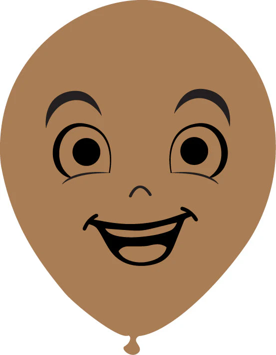 12" Latex Balloons Single Sided (25 Per Bag) Face Print 06 Decomex Desert Sand