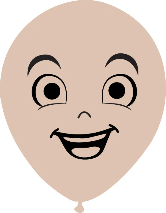 12" Latex Balloons Single Sided (25 Per Bag) Face Print 06 Decomex Skin Blush