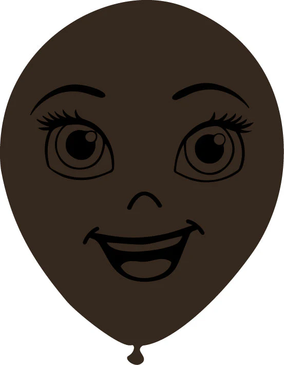 12" Latex Balloons Single Sided (25 Per Bag) Face Print 07 Decomex Chocolate Brown