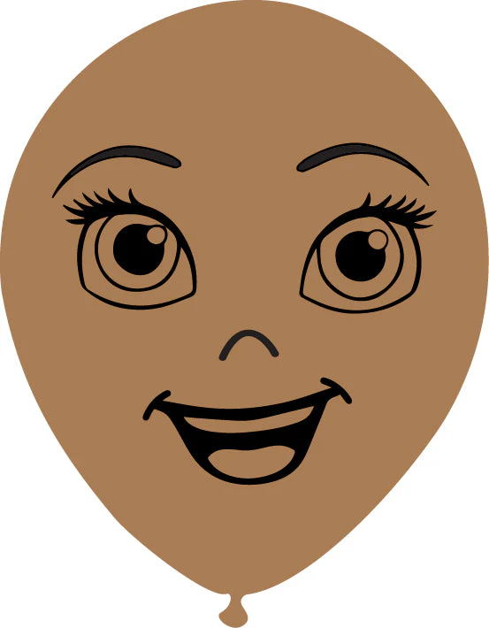12" Latex Balloons Single Sided (25 Per Bag) Face Print 07 Decomex Desert Sand