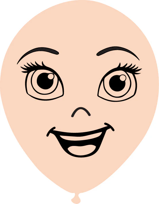 12" Latex Balloons Single Sided (25 Per Bag) Face Print 07 Decomex Pink Blush