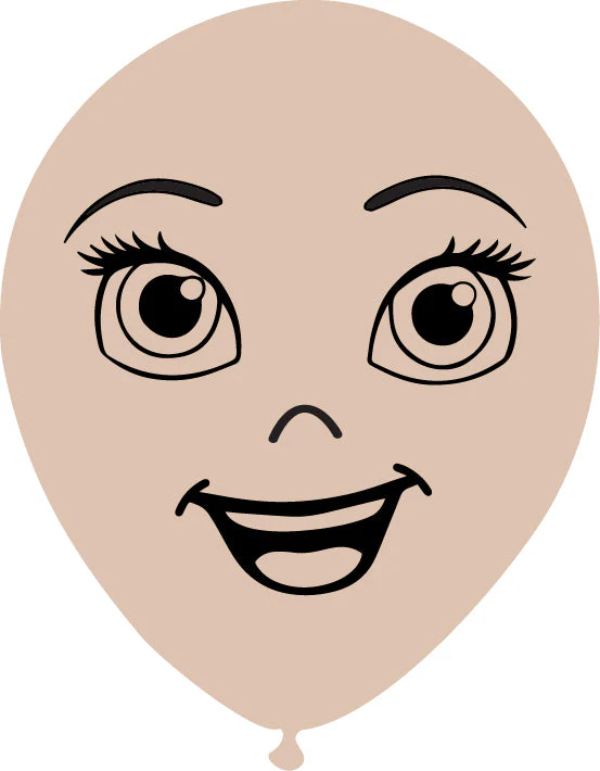 12" Latex Balloons Single Sided (25 Per Bag) Face Print 07 Decomex Skin Blush