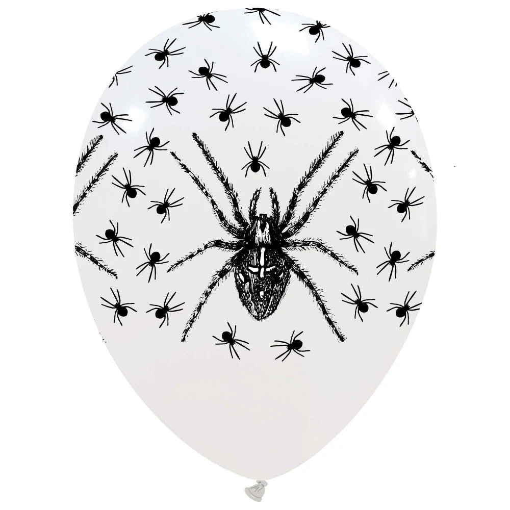 12" Spiders All Around (25 Per Bag) Cattex Brand Printed Latex Balloons