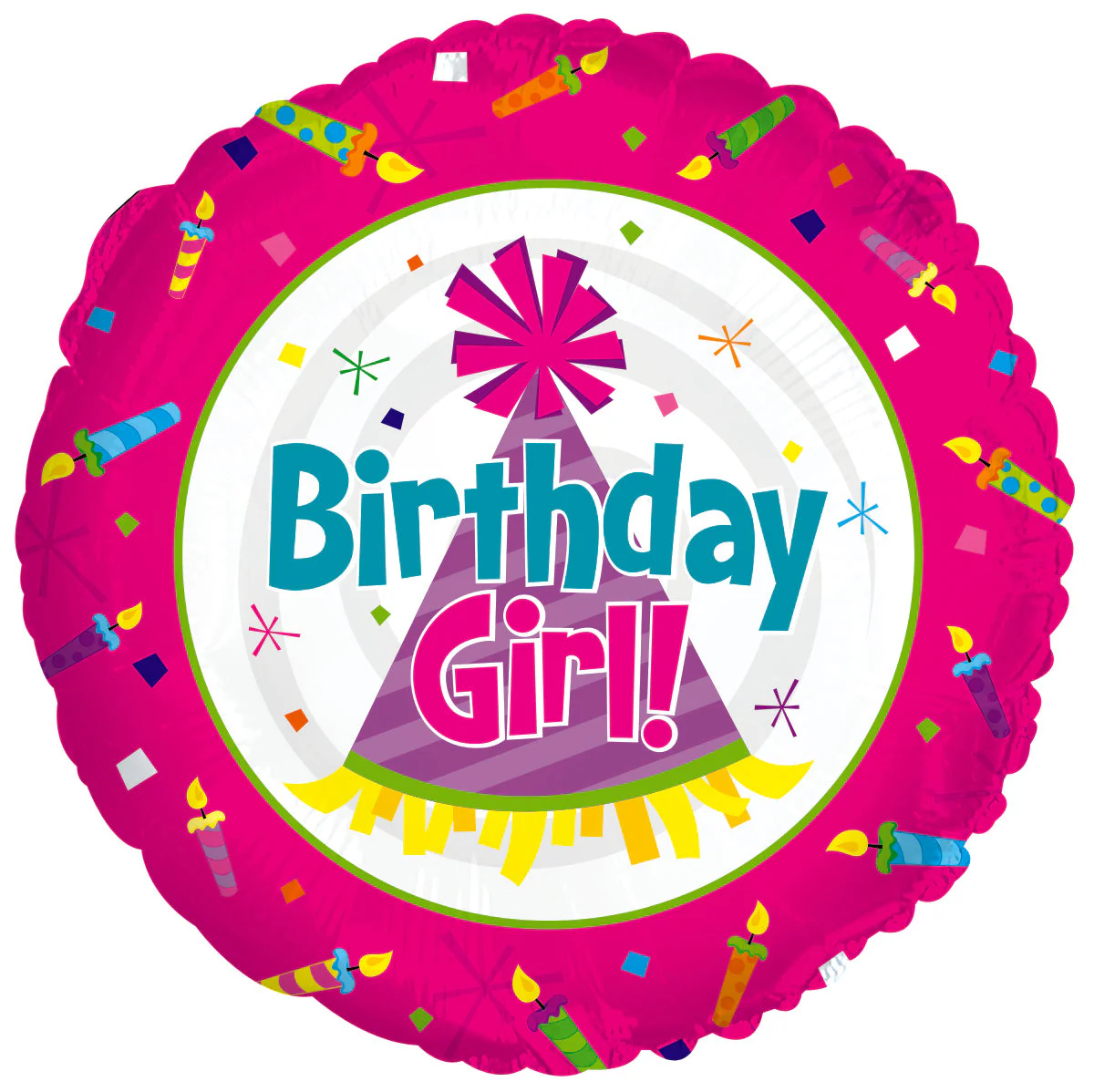 14" Airfill Only (Sticks Sold Separately) Birthday Girl Party Hat Foil Balloon