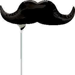 14" Airfill Only (Sticks Sold Separately) Black Mustache Balloon