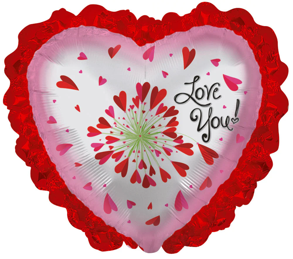 14" Airfill Only (Sticks Sold Separately) Love You Flower with lace Foil Balloon