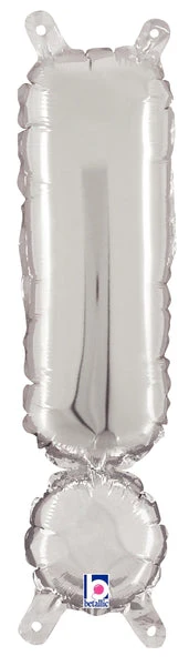 14" Airfill Only (Sticks Sold Separately) Megaloon Jr. Foil Balloon Exclamation Point ( ! ) Silver