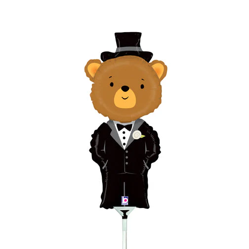 14" Airfill Only (Sticks Sold Separately) Mini Shape Groom Bear Balloon