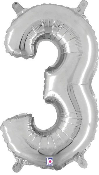 14" Airfill Only (Self Sealing) Megaloon Jr. Shape Number 3 Silver Balloon