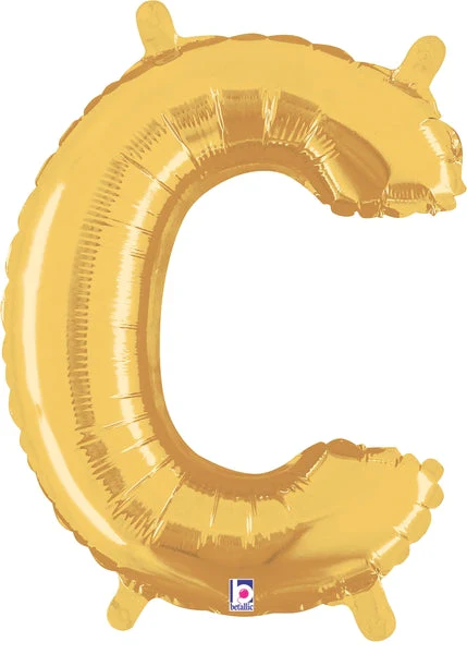 14" Airfill Only (Sticks Sold Separately) (Self Sealing) Megaloon Jr. Shape Letter C Gold Balloon