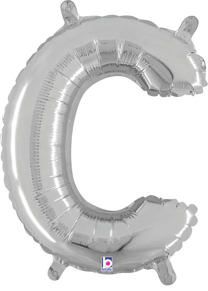 14" Airfill Only (Sticks Sold Separately) (Self Sealing) Megaloon Jr. Shape Letter C Silver Balloon