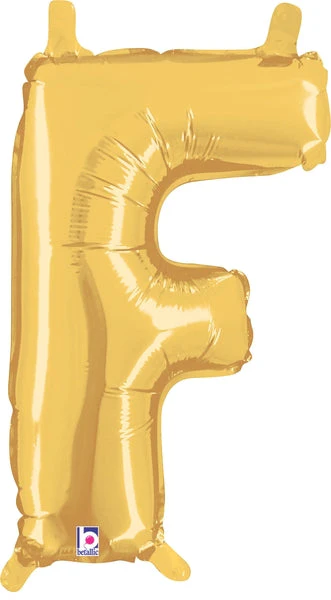 14" Airfill Only (Sticks Sold Separately) (Self Sealing) Megaloon Jr. Shape Letter F Gold Balloon