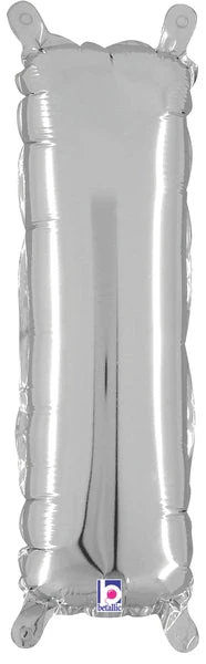 14" Airfill Only (Sticks Sold Separately) (Self Sealing) Megaloon Jr. Shape Letter I Silver Balloon