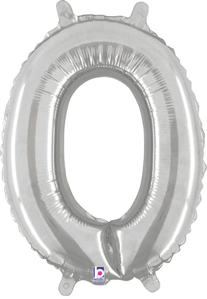 14" Airfill Only (Sticks Sold Separately) (Self Sealing) Megaloon Jr. Shape Letter O Silver Balloon