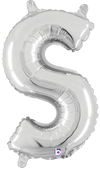 14" Airfill Only (Sticks Sold Separately) (Self Sealing) Megaloon Jr. Shape Letter S Silver Balloon